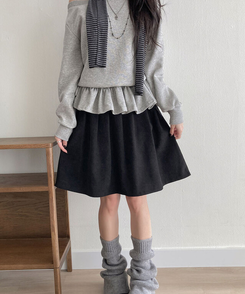 クラシックプリーツハーフスカート BLACK