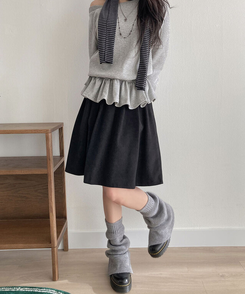 クラシックプリーツハーフスカート BLACK