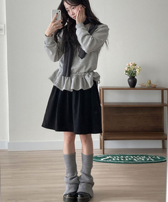 クラシックプリーツハーフスカート BLACK