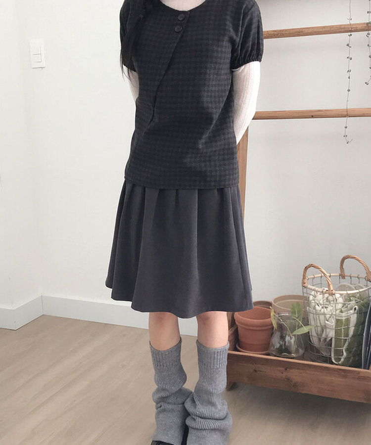 クラシックプリーツハーフスカート CHARCOAL