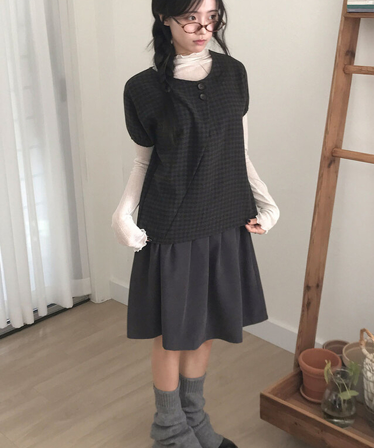 クラシックプリーツハーフスカート CHARCOAL