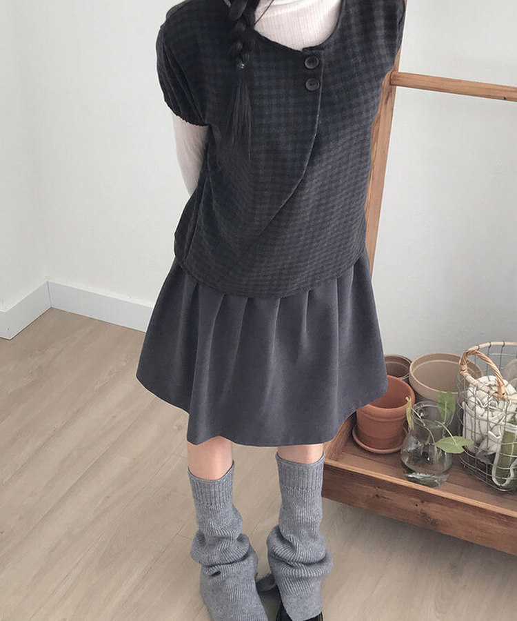 クラシックプリーツハーフスカート CHARCOAL