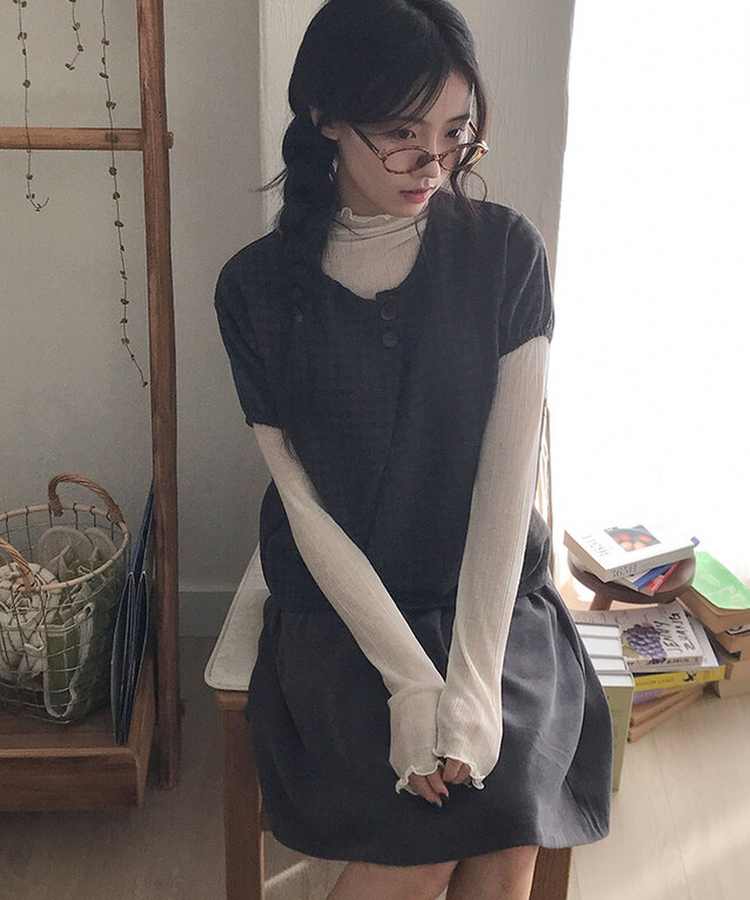 クラシックプリーツハーフスカート CHARCOAL