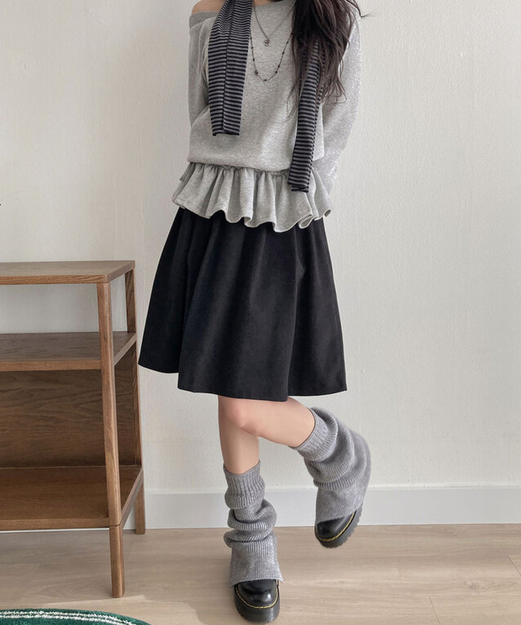 クラシックプリーツハーフスカート BLACK