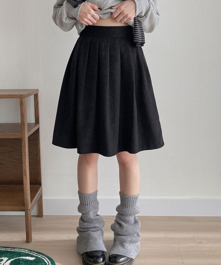 クラシックプリーツハーフスカート BLACK