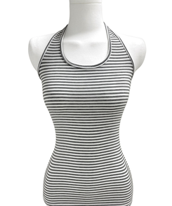 ホルターネックスリムボーダータンクトップ