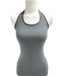 ホルターネックスリムボーダータンクトップ