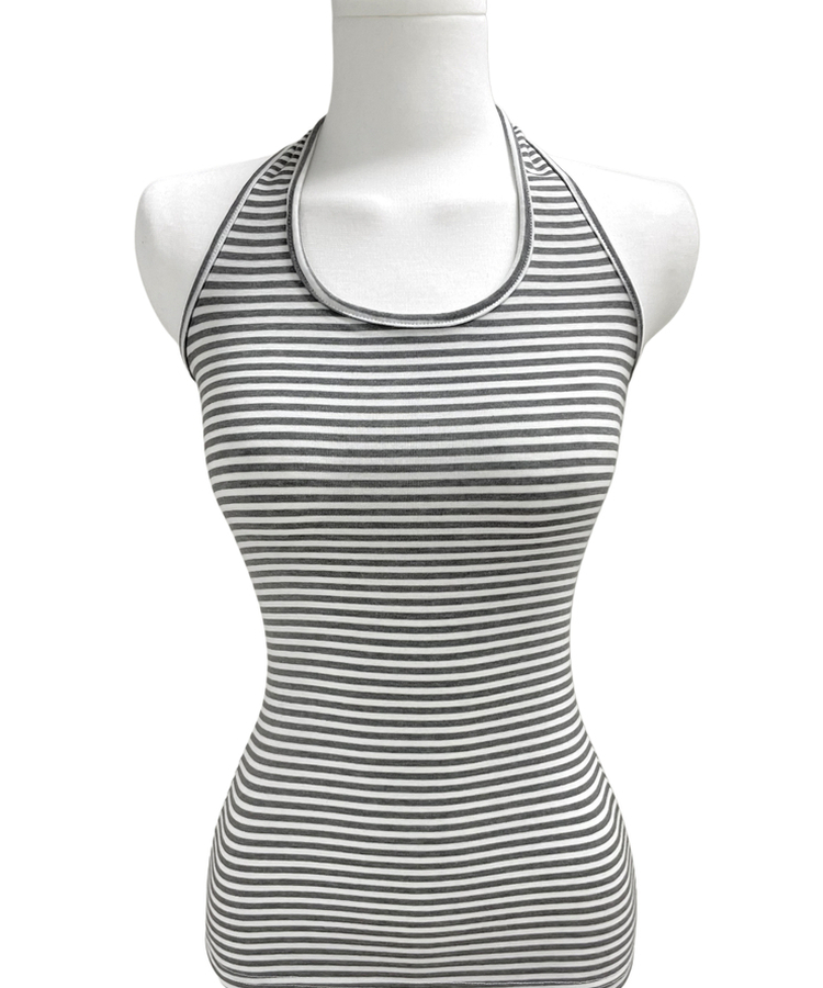 ホルターネックスリムボーダータンクトップ