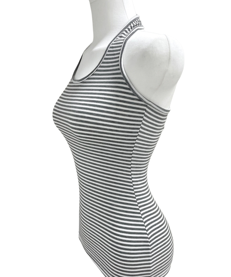 ホルターネックスリムボーダータンクトップ