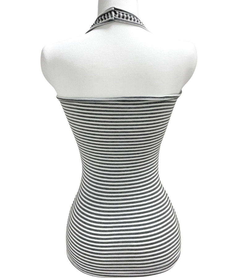 ホルターネックスリムボーダータンクトップ