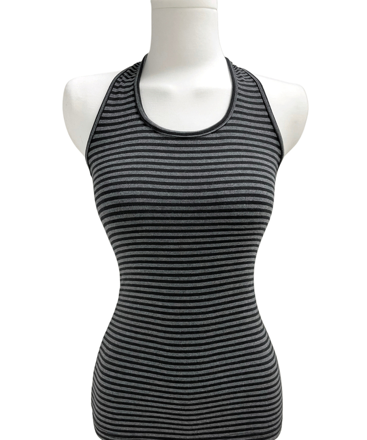ホルターネックスリムボーダータンクトップ