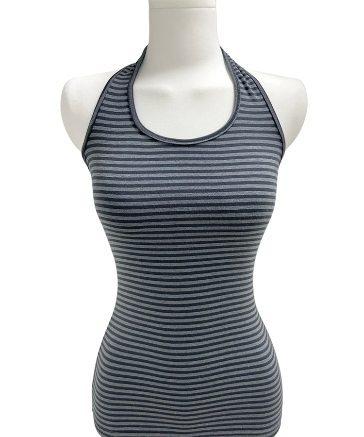 ホルターネックスリムボーダータンクトップ