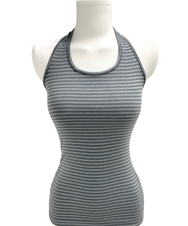 ホルターネックスリムボーダータンクトップ