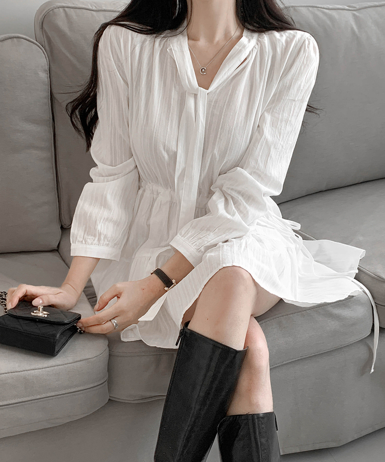 コットンフレアミニワンピース IVORY