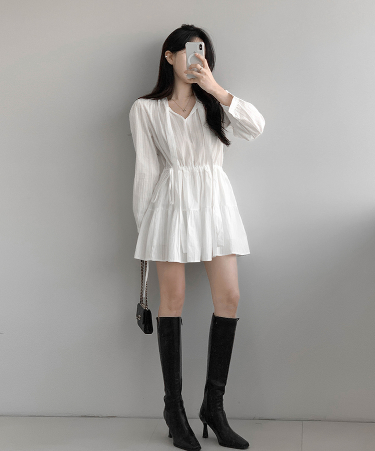 コットンフレアミニワンピース IVORY