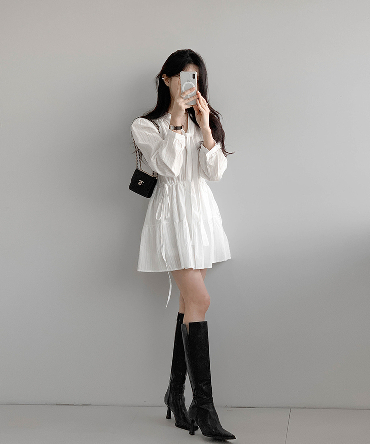 コットンフレアミニワンピース IVORY