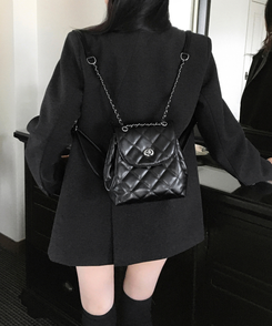 チェーンキルティングミニバックパック BLACK