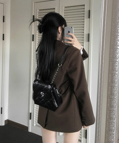 チェーンキルティングミニバックパック BLACK