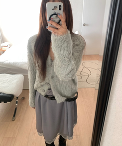 サテンレースミディスカート SKY BLUE