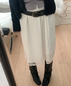 サテンレースミディスカート IVORY