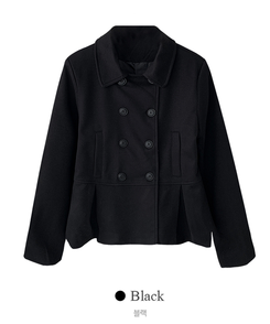 肩パッドダブルボタンウールショートコート