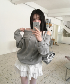 티오나 A라인 속바지 프릴 캉캉 밴딩 미니 스커트 화이트