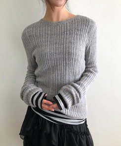 モヘアリブニット(7color) GREY