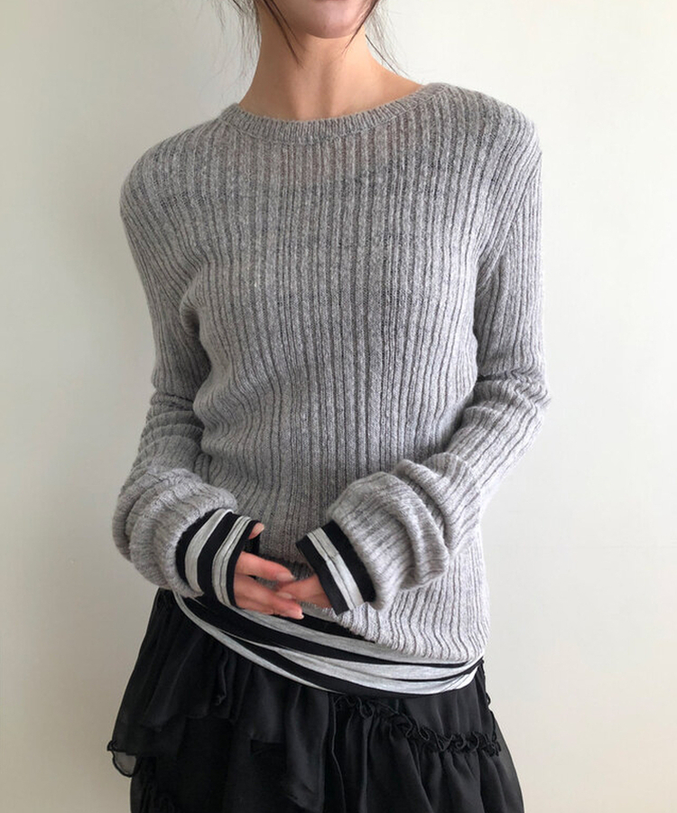 モヘアリブニット(7color) GREY