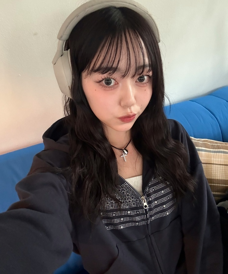 글리터 후드 집업 네이비