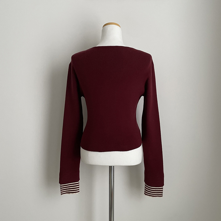 ストライプラウンドニットカーディガン