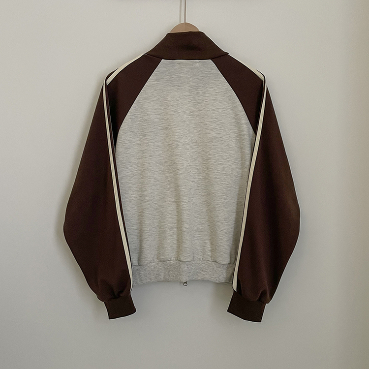 배색 나그랑 트랙라인 하이넥 레터링 투웨이 두줄 트레이닝 집업