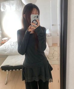 アンバランスフレアレイヤードTシャツ CHARCOAL