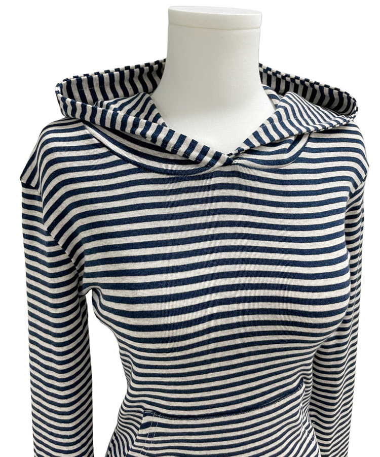 ボーダーハンドポケットフード長袖Tシャツ