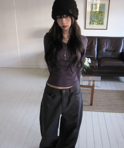 VネックデイリーTシャツ(7color) PURPLE