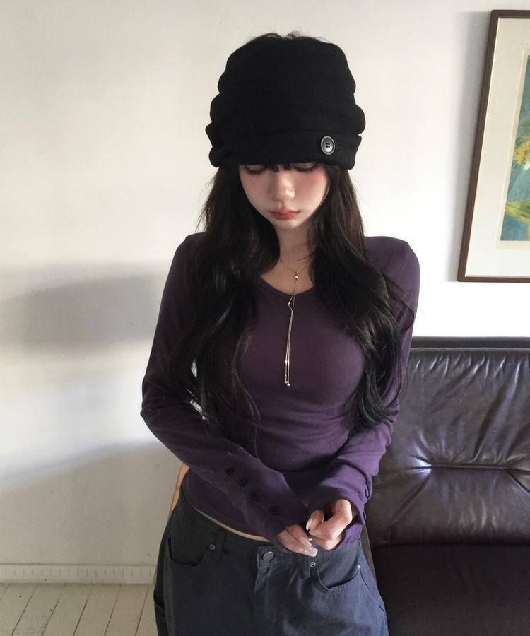 VネックデイリーTシャツ(7color) PURPLE