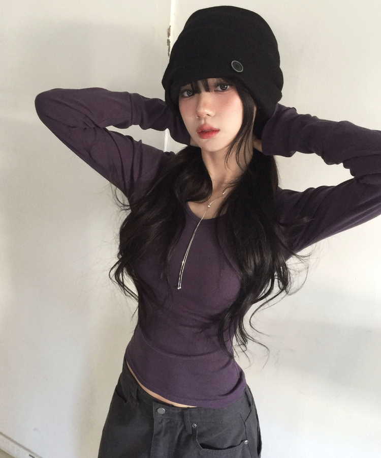 VネックデイリーTシャツ(7color) PURPLE