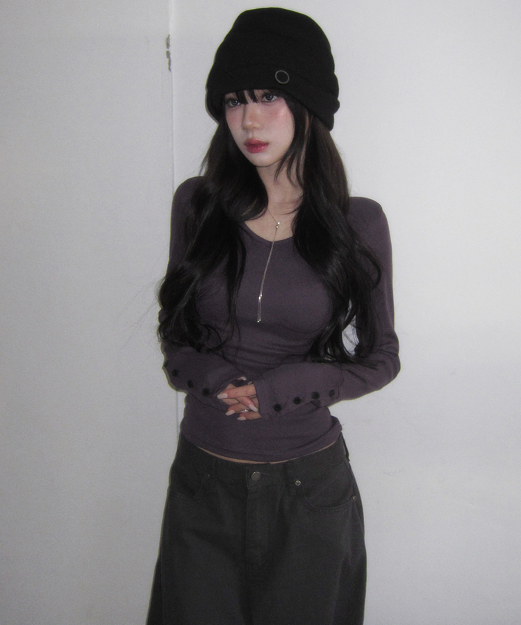 VネックデイリーTシャツ(7color) PURPLE