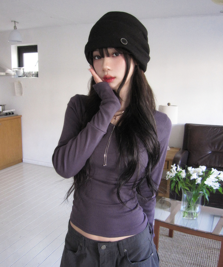 VネックデイリーTシャツ(7color) PURPLE