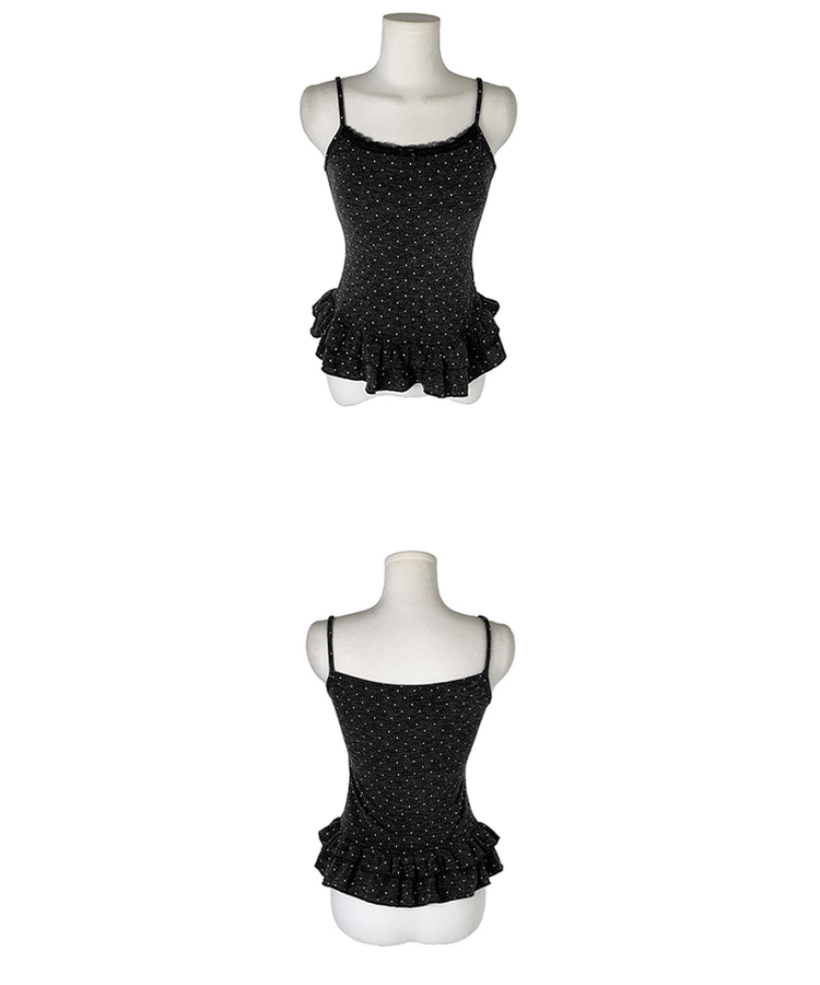 【SET】【マフラー付き】キャミソール ドットフリルカーディガン