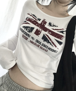 ラウンドスリム長袖Tシャツ WHITE