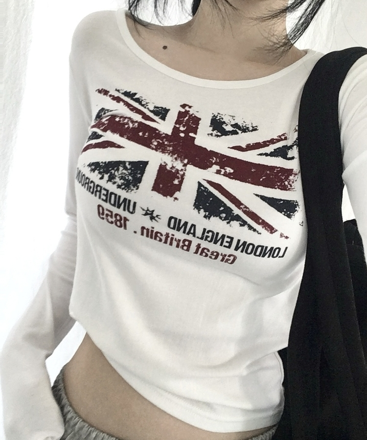 ラウンドスリム長袖Tシャツ WHITE