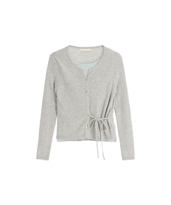 サイドストラップ配色レイヤード風カーディガン