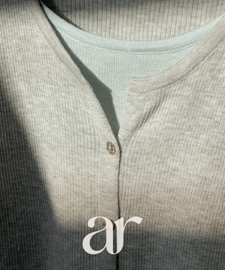 サイドストラップ配色レイヤード風カーディガン GRAY