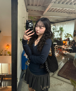 ストライプフレアミニスカート CHARCOAL