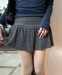 ストライプフレアミニスカート CHARCOAL