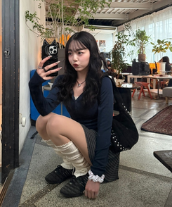 ストライプフレアミニスカート CHARCOAL