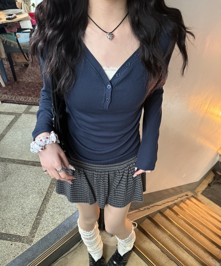 ストライプフレアミニスカート CHARCOAL