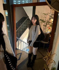 リボンロングレッグウォーマー BLACK