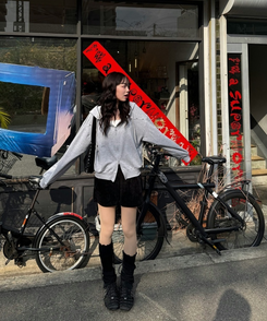 リボンロングレッグウォーマー BLACK