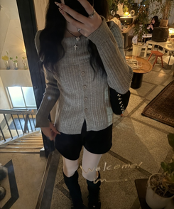 リボンロングレッグウォーマー BLACK